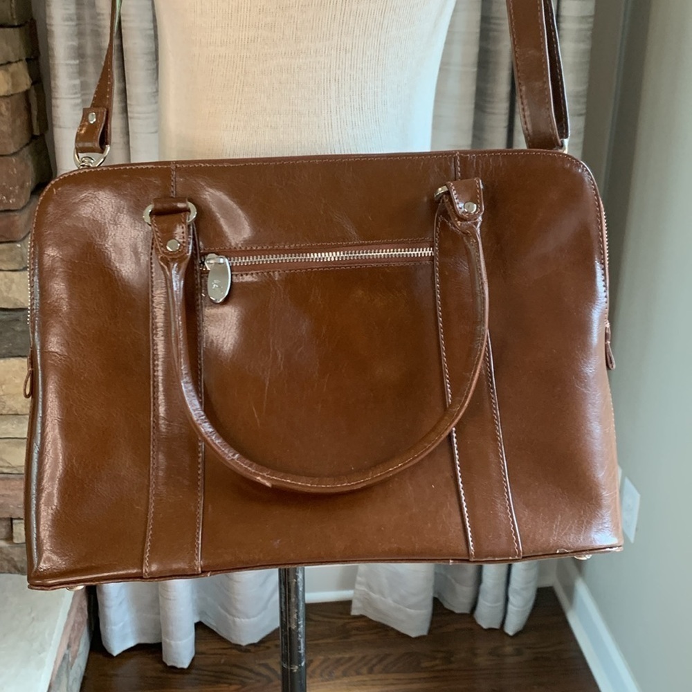 Ashwood genuine brown leather work satchel/tote with adjustable removable strap - Picture 5 of 16